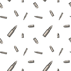 Metallic chrome bullets pattern. Seamless background design.