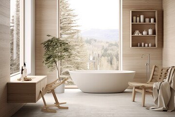 Serene Scandinavian White Bathroom Design: Minimalist Decor and Calm Ambiance