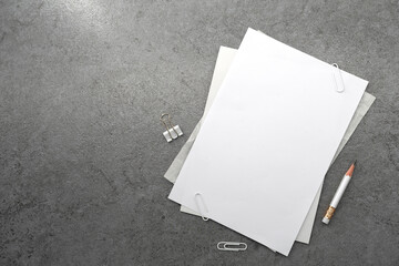 White paper for mock up on stone texture background