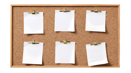 Isolated blank notepad. Sticky notes, stuck to the board