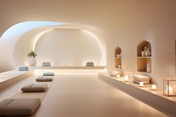Tranquility Bliss: Peaceful Yoga Room Design in Calming Colors