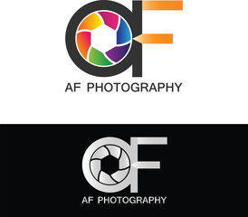 AF Photography Logo Modern Illustration Template Vector