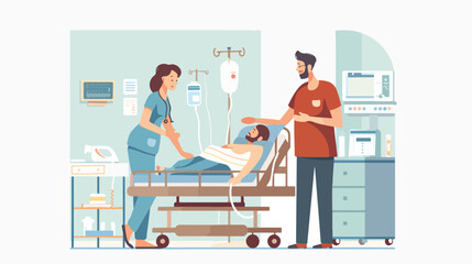 Pregnant woman and partner during childbirth in hospital - obrazy, fototapety, plakaty
