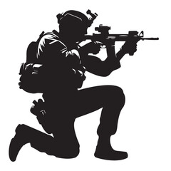 A silhouette of a soldier in mid-reload showcasing the crucial vector illustration