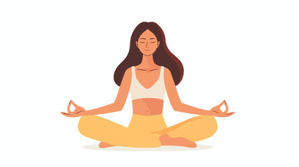 Relaxed girl with closed eyes sitting in padmasana 
