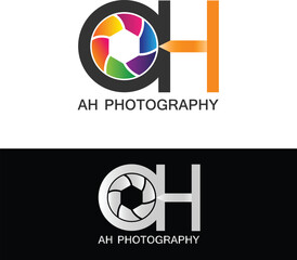 AH Photography Logo Modern Illustration Template Vector