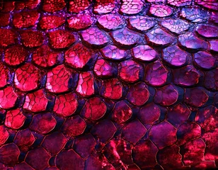 Fototapeten crocodile shake scales close-up in ruby and amethyst colors © Arthur