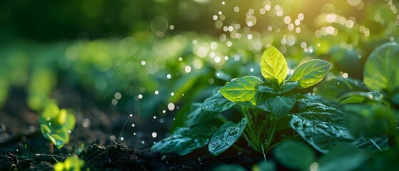 Smart Farming: High-Tech Irrigation for Healthy Crops. Concept Agriculture Technology, Irrigation Systems, Smart Farming, Crop Health, Sustainable Agriculture - obrazy, fototapety, plakaty