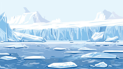 Seamless horizontal background with Arctic glaciers  - obrazy, fototapety, plakaty