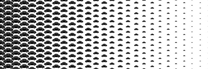 horizontal halftone of black car design for pattern and background.
