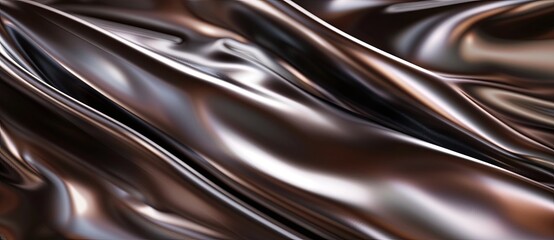 3D render of an abstract background with a smooth metallic wave in the style of a gradient of silver and brown colors