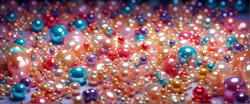 Anime Background and Wallpaper.  Colorful pearls scattered on surface, vibrant anime wallpaper