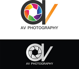 AV Photography Logo Modern Illustration Template Vector