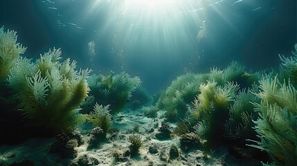 The concept of environment, an underwater landscape, green economy. Generative AI.