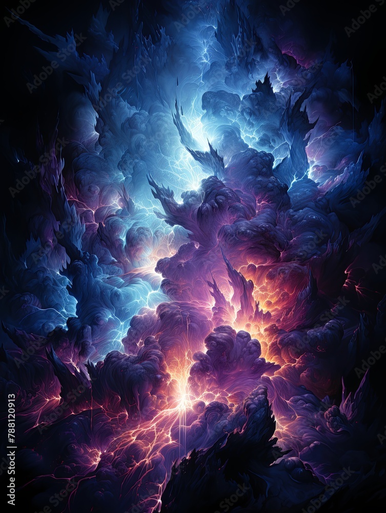 Aufkleber illuminate your space with striking paintings capturing the dynamic majesty of lightning bolts. elec