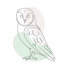 Owl linear minimalist decoration. Owl abstract line art. One line design silhouette of owl.hand drawn minimalism style.vector illustration.