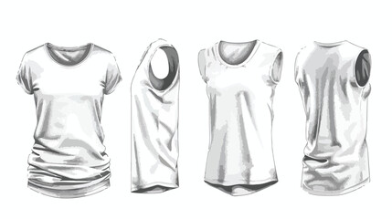 Set of Four different realistic white t-shirt for man