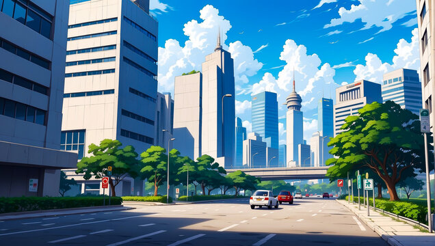 Anime Background and Wallpaper. Malaysia's cityscape depicted in anime style with vibrant colors