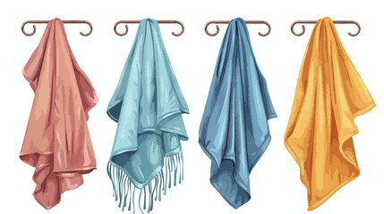 Set of Four hand and bath fabric towels rolled hanging