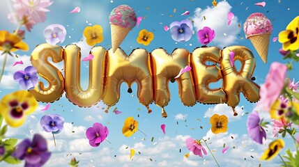 Obraz premium golden foil balloons shaped text 