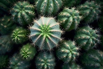 Cactus in the botanical garden, top view of cactus