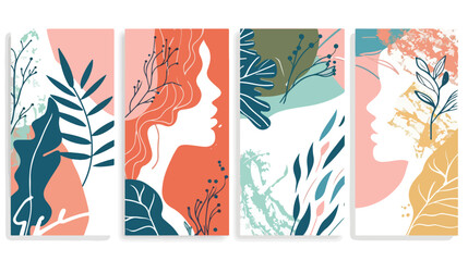 Set of Four trendy contemporary Matisse-inspired 