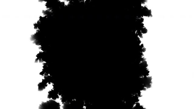 Black ink spot spreading from center. Video revealer with alpha channel