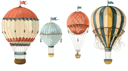 Fototapeta premium Set of Four vintage hot air balloons of different text