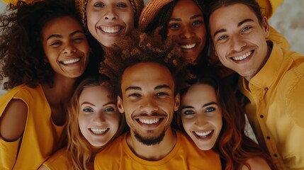 Obraz premium A diverse group of happy young individuals standing closely together