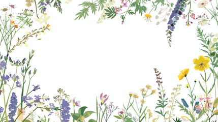 Square backgrounds with wild herbs frames. Botanical