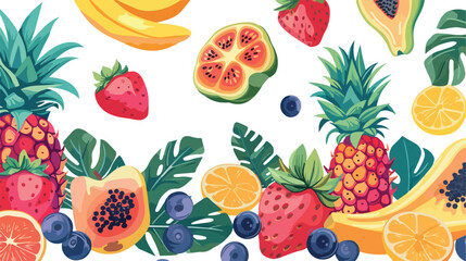 Summer fruits card background design. Exotic tropical