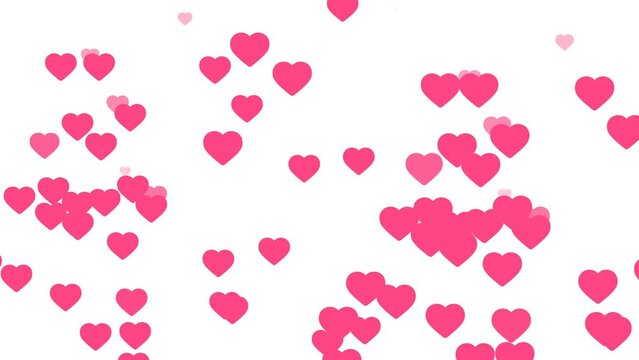 Beautiful Pink Heart Rain On The White Background 