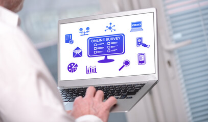 Online survey concept on a laptop screen