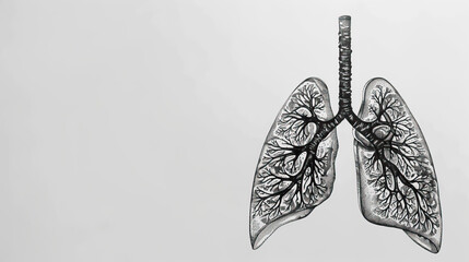  World Asthma Day. Hand drawn human lungs sketch Awareness of lung cancer, pneumonia, asthma, COPD, pulmonary hypertension, world no tobacco day and eco air  - obrazy, fototapety, plakaty