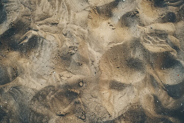close up horizontal image of a sandy background, view from above
