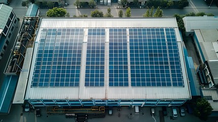 Solar Harmony: Eco-Friendly Power on an Urban Roof. Concept Solar Power, Urban Green Energy, Eco-Friendly Buildings, Sustainable Technology, Renewable Energy Sources