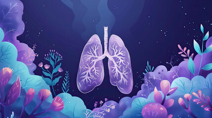  World Asthma Day.human lungs on blue background Awareness of lung cancer, pneumonia, asthma, COPD, pulmonary hypertension, world no tobacco day and eco air  - obrazy, fototapety, plakaty