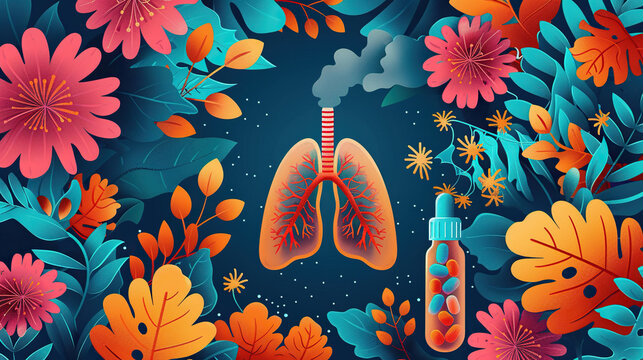  World Asthma Day.human lungs on blue background Awareness of lung cancer, pneumonia, asthma, COPD, pulmonary hypertension, world no tobacco day and eco air 