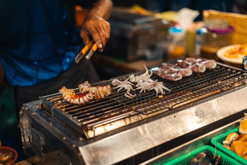 Squid grilled on the grill at Street Food Market