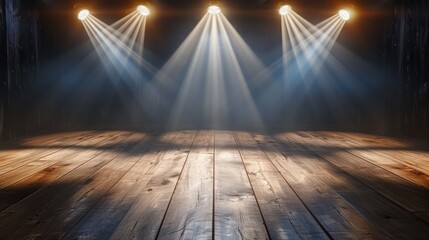 laminate flooring. Stage with spotlights. Empty beautiful background. Isolated. 