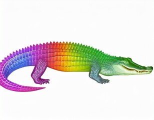 full-length crocodile with rainbow scales