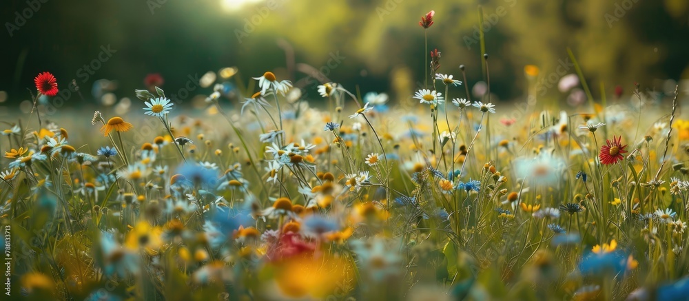 Canvas Prints Field of flowers during the spring season.