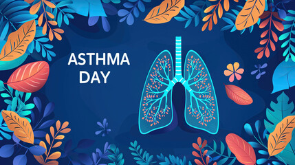 World Asthma Day.human lungs on blue background Awareness of lung cancer, pneumonia, asthma, COPD, pulmonary hypertension, world no tobacco day and eco air