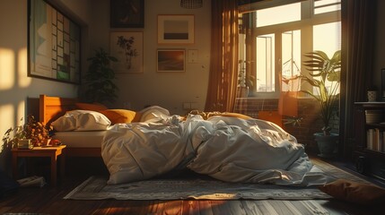 Cozy Bedroom With Bed and Window
