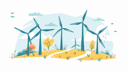 Wind mills turbines electric power generators farm