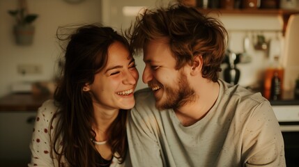 Joyful Couple Smiling at Each Other