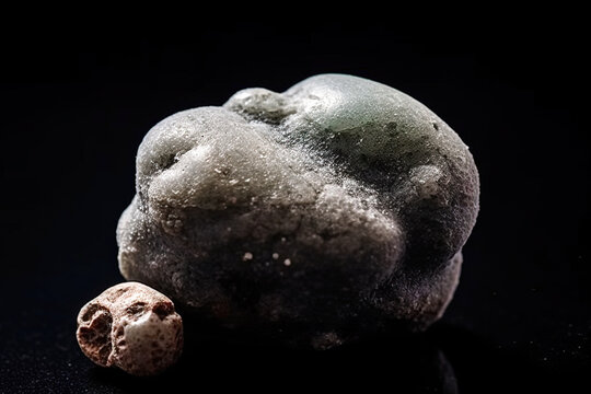 Thomsonite fossil mineral stone. Geological crystalline fossil. Dark background close-up.