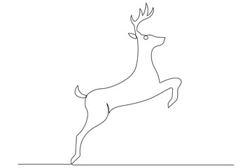 One continuous line drawing of deer world animal day and Christmas symbol