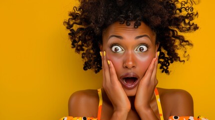 Woman with Surprised Expression - obrazy, fototapety, plakaty