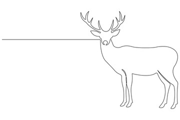 One continuous line drawing of deer world animal day and Christmas symbol